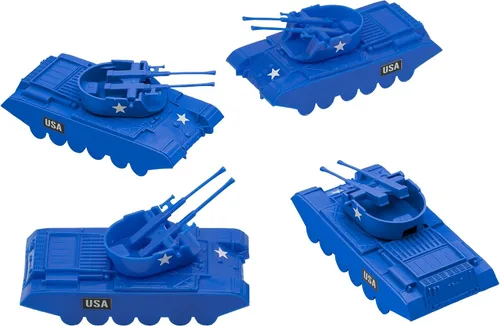 Miniatura 7 de BMC Classic Payton Anti-Aircraft Tanks - 4 piezas de vehículos de hombres del ejército de plástico negro