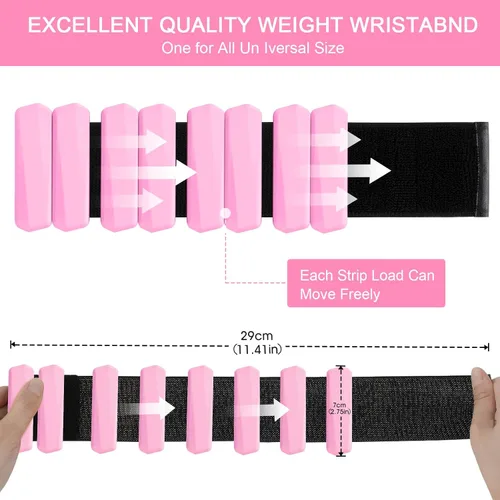 Miniatura 2 de Juego de pesas de muñeca de 2, pesas portátiles para brazos y piernas para mujeres y hombres, pesas ajustables de muñeca y tobillo para caminar, Rosa