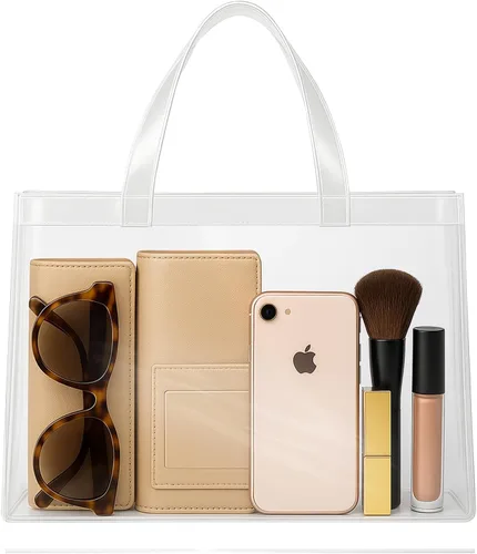 Miniatura 7 de Plastic Tote Bag, Durable PVC Transparent Bag with Reinforced Handles, Waterproof Vinyl