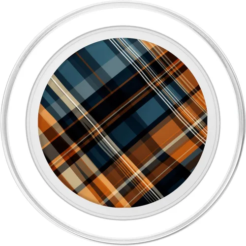 Miniatura 2 de Navy Black and Orange Plaid Halloween PopSockets MagSafe PopGrip de calabazas de otoño para iPhone