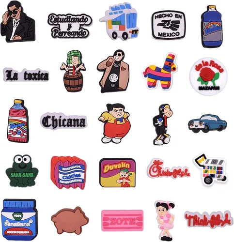 Miniatura 5 de 100Pcs Mexican Inspired Croc Decoration Charms-Mexican Shoe Charms for Croc Sandals, Mexican Croc Pins for Teen kids Adults Women Men Boys Girls