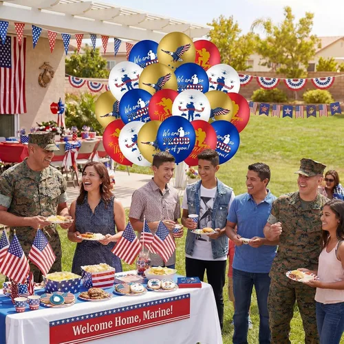 Miniatura 5 de Skylety 24 globos de fiesta de los marines de Estados Unidos Día de los Veteranos, Día conmemorativo de la Independencia, despliegue de regreso