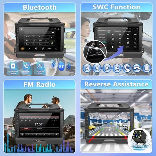Miniatura 5 de Podofo Estéreo de coche Android para Kia Sportage 2010 2011 2012 2013 2014 2015 2016, 9 pulgadas pantalla táctil receptor de radio de coche