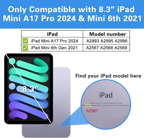 Miniatura 2 de ProCase Paquete de 1 protector de pantalla para iPad Mini 7 (A17 Pro) 2024 y iPad Mini 6 2021 de 8.3 pulgadas, protector de película de vidrio