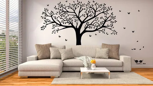 Vinilo adhesivo de pared para árbol de fotos de familia gigante, arte mural para decoración del hogar, decoración de habitación (negro)