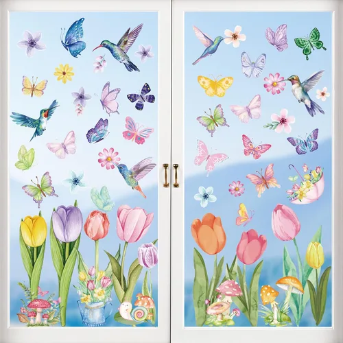 Miniatura 9 de AOWDIAO Calcomanías reutilizables de doble cara para ventana, duendes, tréboles, gnomos, monedas, decoración irlandesa festiva para ventanas