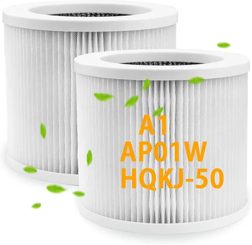 BBT BAMBOOST Filtro de repuesto A1 compatible con VEWIOR A1, AME=EU AP01W, KOIOS HQKJ-50 purificadores de aire, 3 en 1 True HEPA y filtro de carbón