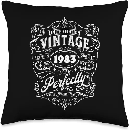 Vintage Birthday Gift Fancy Retro Birth Year Vintage 1983 edición limitada 40 cumpleaños envejecido perfectamente, 16 x 16 pulgadas, multicolor