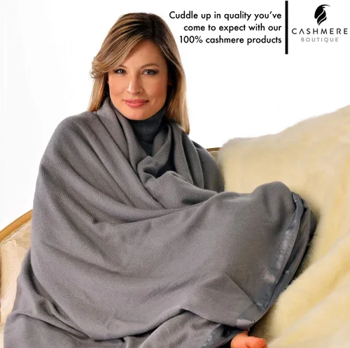 Miniatura 6 de Cashmere Boutique: Manta individual de cachemira 100% pura en 4 capas (color: gris medio, tamaño: 60 "x 90") - Tamaño individual Pure Cashmere Luxury