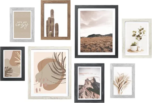 Miniatura 9 de ArtbyHannah Juego de marcos de pared para galería, marcos de fotos color beige, collage de decoración de pared con arte neutro para sala de estar