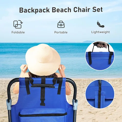 Miniatura 6 de MUPATER Silla plegable portátil, tumbona plegable para patio al aire libre con bolsillo desmontable, sillas de playa para adultos resistentes