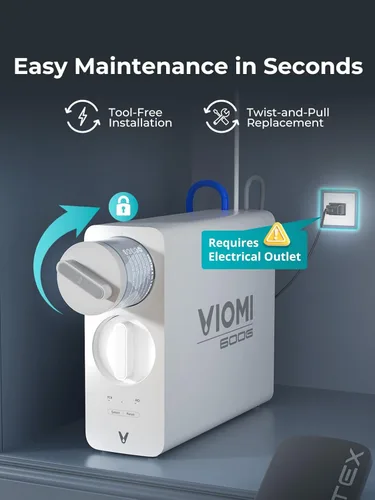 Miniatura 7 de VIOMI Sistema de ósmosis inversa V6 Pro, sistema de filtro de agua RO sin tanque de 600 GPD, RO debajo del fregadero, filtración de 9 etapas, 3:1