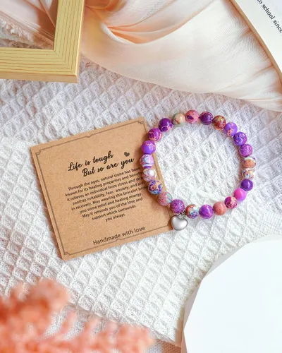 Miniatura 11 de HGDEER Regalos Get Well Soon, pulsera de amatista de piedra natural para mujeres y hombres
