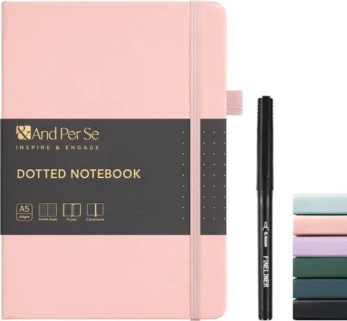 Miniatura 11 de &And Per Se Juego de diario y bolígrafo forrados, cuaderno A5 de tapa dura de cuero con bolígrafo y juego de papelería, 160 páginas de 3.53 oz/m²