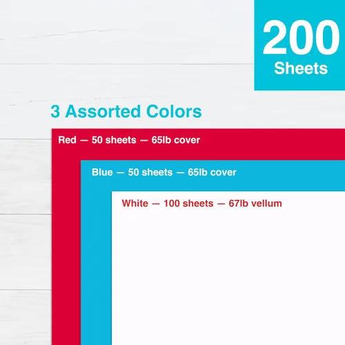 Miniatura 4 de PrintWorks Americana Cardstock 8.5 x 11 pulgadas – 200 hojas – Colores de cartulina rojo, blanco y azul – Ideal para proyectos escolares