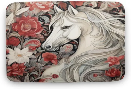 Miniatura 15 de Alfombra de baño de flores de caballo blanco, regalos de caballo para niñas, alfombra de baño de terciopelo antideslizante, tapete de ducha de felpa