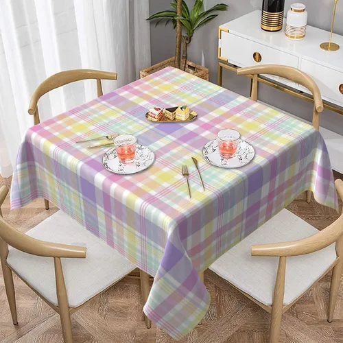 Miniatura 35 de 4th of July Tablecloth Square 60x60 Inch,Red White Buffalo Plaid Check Blue Patriotic Stars Table Cloth,Stain Resistance Polyester Independence Day