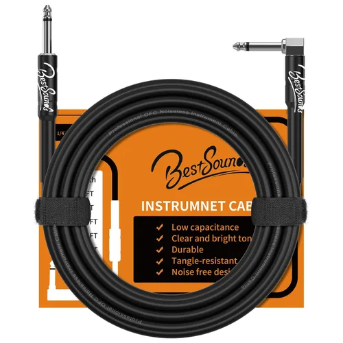Miniatura 8 de BestSounds Cable de guitarra eléctrica de 10 pies, cable de instrumento para bajo, guitarra, amplificador de bajo, amplificador de bajo, cable