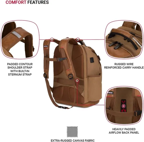 Miniatura 2 de SwissGear Mochila de bolsa de herramientas, se adapta hasta, Marrón (Brown Canvas), Grande