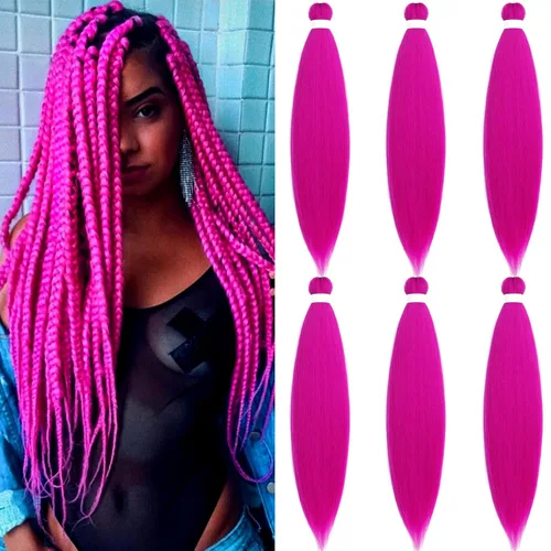 Miniatura 30 de Black Braiding Hair Pre Stretched 16 Inch Black Hair Extensions For Braiding Hypoallergenic Pre-stretched Braiding Hair Natural Knotless Crochet