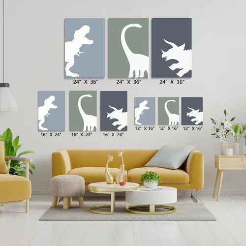 Miniatura 6 de GUBIYU Juego de 3 carteles artísticos con diseño de dinosaurio T-Rex, para habitación de niños, impresión de animales para guardería, decoración