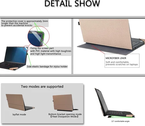 Miniatura 6 de Funda para portátil HP Envy x360 2 en 1 14-FA 14z-FA y 14-fc 14t-fc y para HP Spectre x360 14-EU 14t-EU, funda protectora de piel sintética