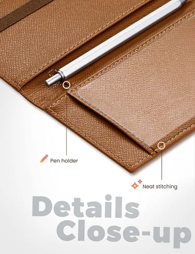 Miniatura 118 de Yarnic Funda para chequera personal, soporte para chequera con soporte para bolígrafo y divisor de plástico transparente integrado para cheques Rosa