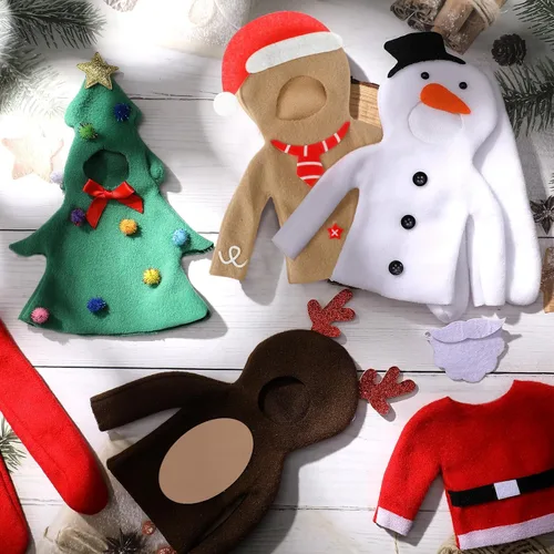 Miniatura 7 de HooLing Juego de 5 accesorios para muñecas, ropa de disfraz de Navidad, Papá Noel, alce, muñeco de nieve, pan de jengibre, árbol de Navidad, ropa