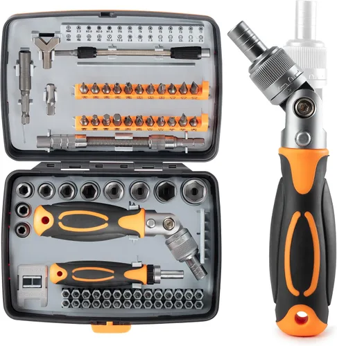 Juego de destornilladores de trinquete, kit de herramientas de precisión compacto 68 en 1 con puntas magnéticas, mini destornillador de trinquete