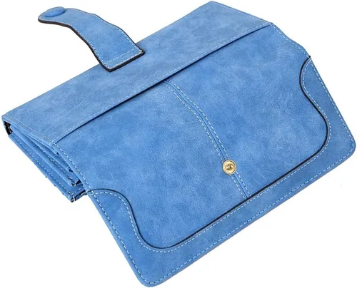 Miniatura 4 de Cartera organizadora larga plegable de cuero vegano con 17 ranuras para tarjetas para mujer