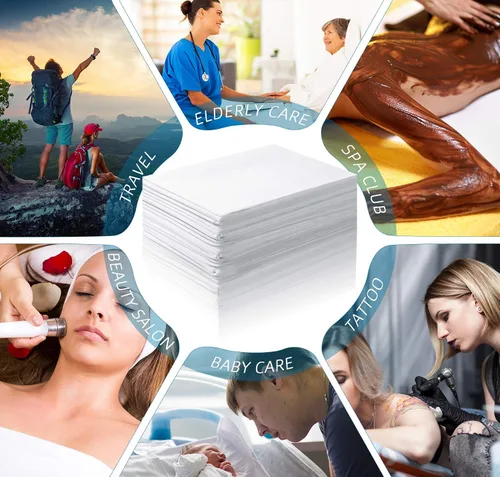 Miniatura 5 de Tatuo 50 sábanas desechables de 31 x 70 pulgadas, impermeables, para mesa de masaje, tela no tejida para spa, pestañas, salón de belleza, Blanco