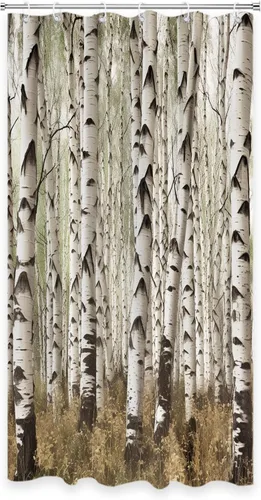 Miniatura 25 de TheBlackSpot Juego de cortinas de ducha de bosque rústico de granja, diseño botánico abstracto, abedul, naturaleza, juego de cortinas de baño