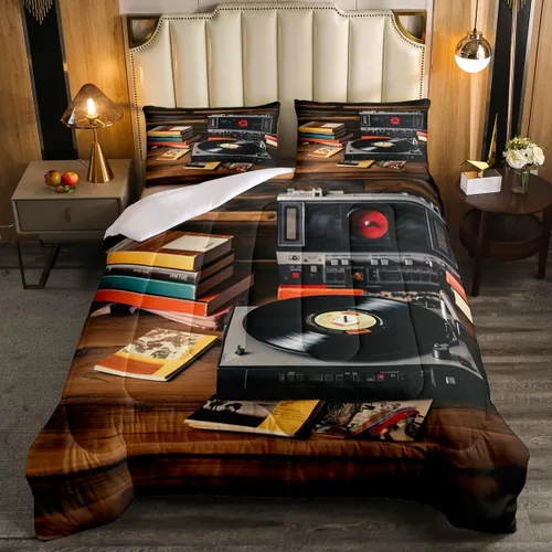 Miniatura 7 de Juego de edredón de cine tamaño individual, ropa de cama vintage de cine para niños, niñas y adultos, juego de edredón de palomitas de maíz