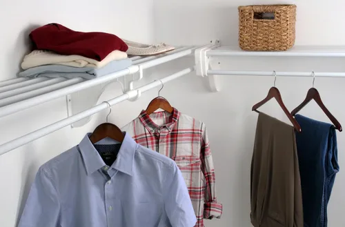 Miniatura 13 de EZ Shelf - Organizador de armario para caminar, paquete de 5, estantes de armario con barra para colgar (cada uno de 40.5 a 73 pulgadas) - Ampliable
