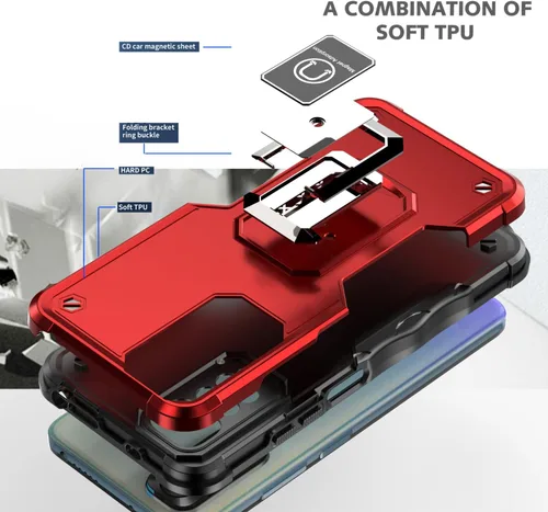 Miniatura 2 de Funda diseñada para Xiaomi Redmi Note 11 Pro con soporte giratorio, cubierta de cámara a prueba de caídas, protección de lente Shiled, funda