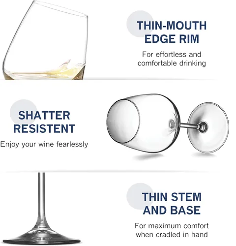 Miniatura 8 de Paksh Novelty Copas de vino blanco italianas - Juego de copas de vino para fiestas, bodas, regalos - Copa de vino transparente, para vino tinto