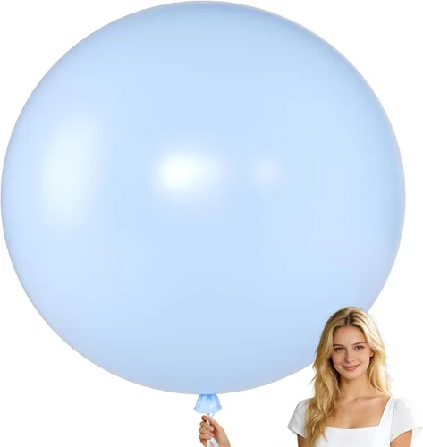 Miniatura 22 de KALOR Globos gigantes retro azul brumoso de 36 pulgadas, paquete de 6 globos de látex grandes redondos retro azul brumoso para aniversario