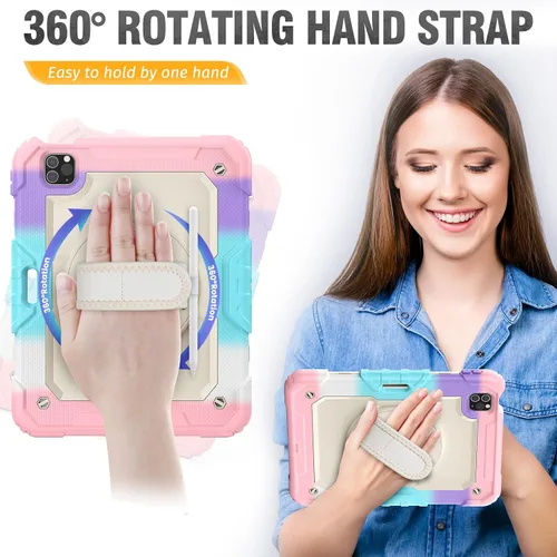 Miniatura 4 de HXCASEAC Funda para iPad Pro de 11 pulgadas (2022/2021/2020/2018) a prueba de golpes con soporte para lápiz, protector de pantalla, correa de mano