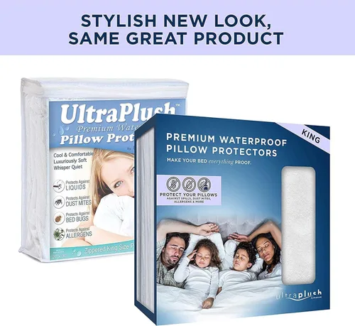 Miniatura 2 de UltraPlush - Juego de 2 protectores de almohada impermeables para cama king