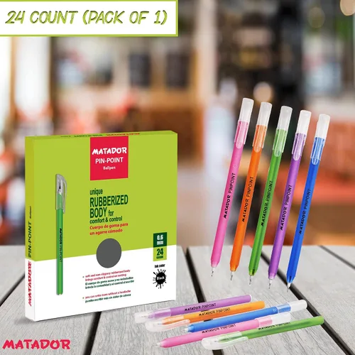 Miniatura 4 de Matador - Bolígrafo para diario – Bolígrafos de tinta negra fina de cuerpo de goma de colores surtidos – Suministros de escritura para la escuela