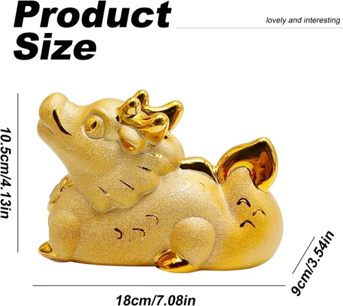 Miniatura 2 de Banco de dinero de dragón dorado, bonita caja de dinero, soporte para dinero familiar, almacenamiento de dinero de dragón, estatua de cerámica