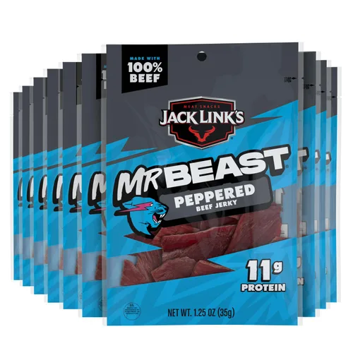 Miniatura 9 de Jack Link's x MrBeast - Paquete variado de carne seca y palitos – Original, condimentado y teriyaki – Snacks de proteína de carne real listos