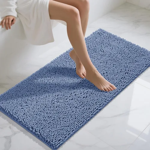 Miniatura 73 de Yimobra Alfombras lavables para baño, alfombra de baño de chenilla súper suave y absorbente para piso y alfombra, alfombra antideslizante de secado