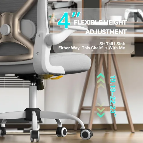 Miniatura 5 de Silla de escritorio de oficina con soporte lumbar ergonómico, cojín de asiento extra grueso, brazos abatibles, respaldo de malla transpirable, silla