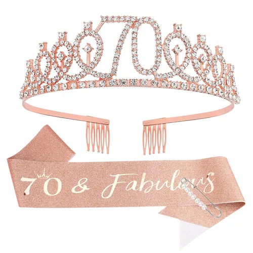 Miniatura 43 de CIEHER Corona de cumpleaños de 10 años, banda + juego de alfileres de perlas - Decoraciones y regalos para favores de fiesta de cumpleaños de 10 10º