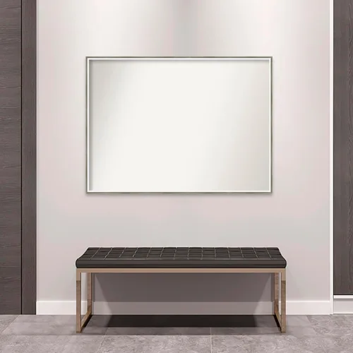 Miniatura 4 de Amanti Art Espejo de baño plateado para sobre el fregadero, 33 x 45 pulgadas, espejo de tocador rectangular blanco plateado y plateado, marco