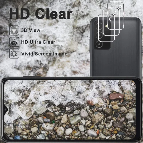 Miniatura 5 de Paquete de 3 + 3 protectores de pantalla para Galaxy A03s + protector de lente de cámara, dureza 9H, resistente a los arañazos, fácil instalación