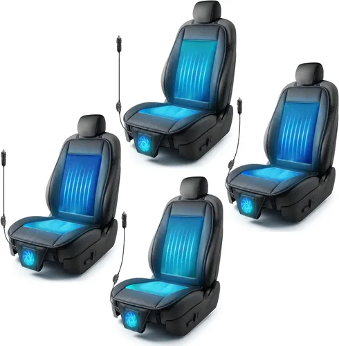 Miniatura 11 de ZONETECH Cojín de enfriamiento para asiento de auto 12V negro, temperatura ajustable, cómodo cubreasiento de auto