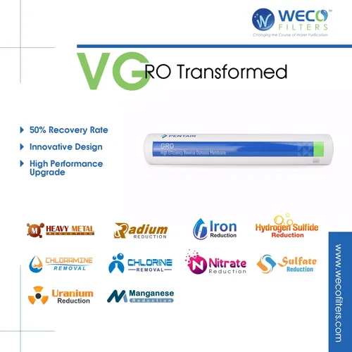 Miniatura 3 de WECO VGRO Sistema de filtración de agua potable de ósmosis inversa de alta eficiencia para debajo del fregadero de 36 galones por día con kit