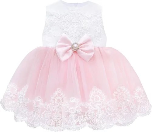 Miniatura 2 de Taffy - Conjunto de 6 piezas de vestido de princesa bordado rosa para bebé niña recién nacida
